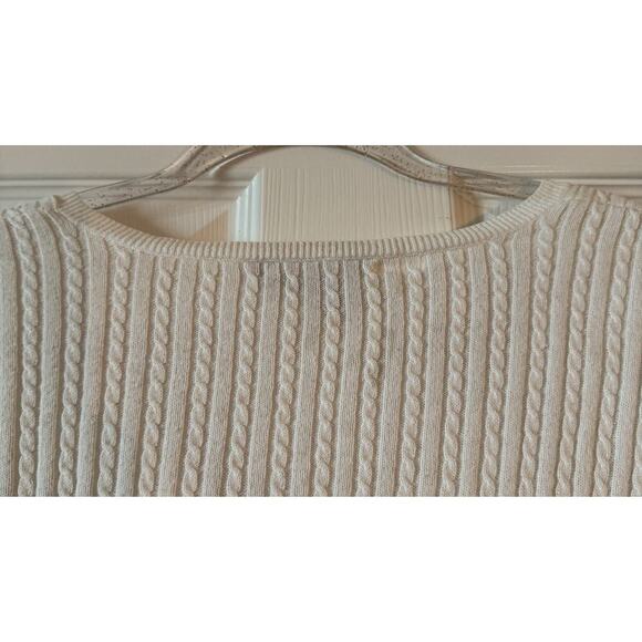 Lauren Ralph Lauren Women's Cable Knit V-Neck Sweater White Size XL - Picture 3 of 8